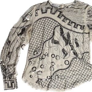 Vintage Beaded and Sequin 100% Silk Blouse